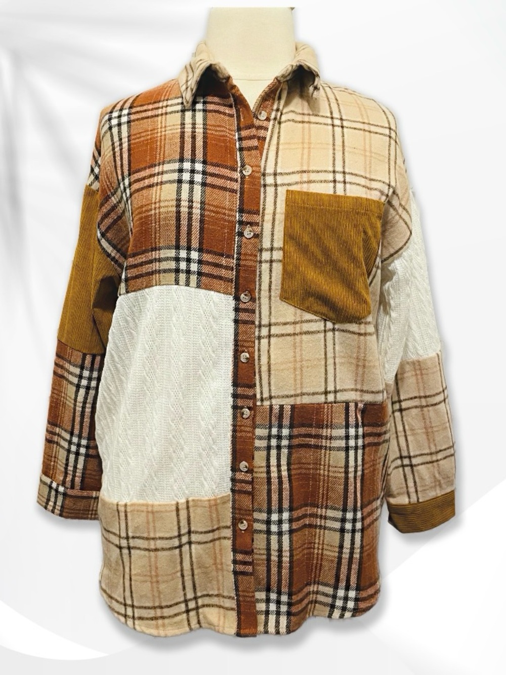 Plaid Patchwork Shacket sz XL